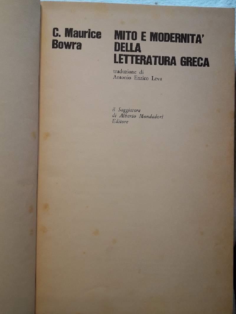 Mito e Modernità Della Letteratura Greca