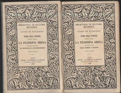 La Filosofia Greca  - Guido De Ruggiero - copertina