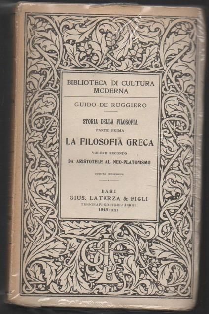La Filosofia Greca  - Guido De Ruggiero - copertina