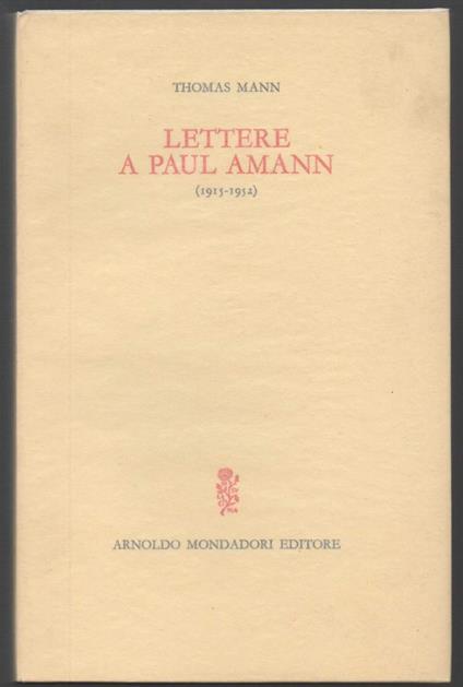 Lettere a Paul Amann  - Thomas Mann - copertina