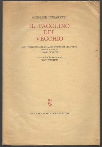 Il Taccuino Del Vecchio  - Giuseppe Ungaretti - copertina