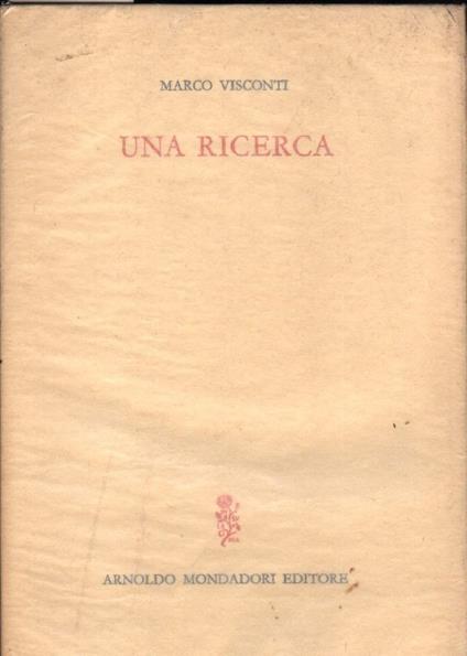 Una Ricerca  - Marco Visconti - copertina