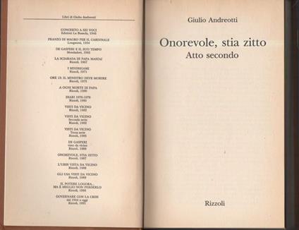 Onorevole, Stia Zitto Atto Secondo  - Giulio Andreotti - copertina