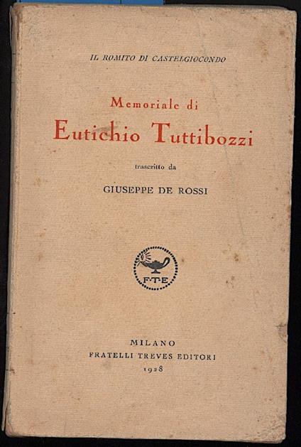 Memoriale di Eutichio Tuttibozzi - Giuseppe De Rossi - copertina