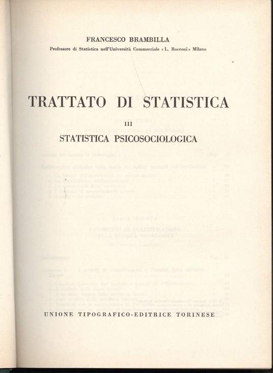 Trattato di Statistica Iii- Statistica Psicosociologica - copertina