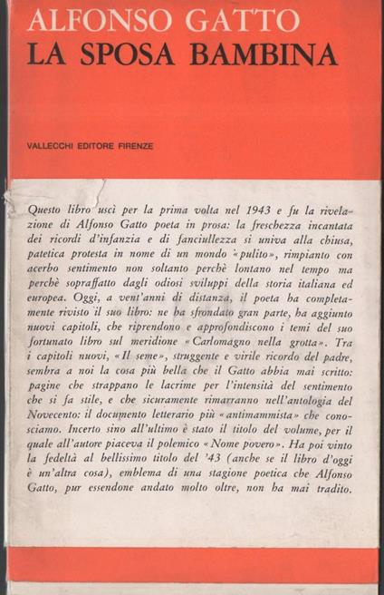 La Sposa Bambina  - Alfonso Gatto - copertina
