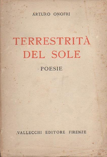 Terrestrità Del Sole  - Arturo Onofri - copertina