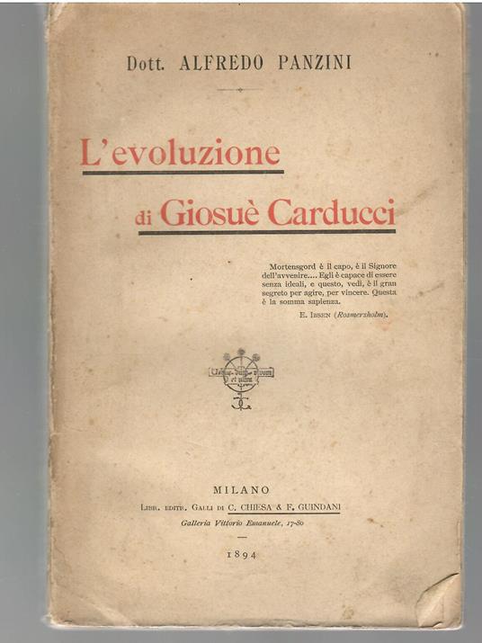 L' evoluzione di Giosuè Carducci - Alfredo Panzini - copertina