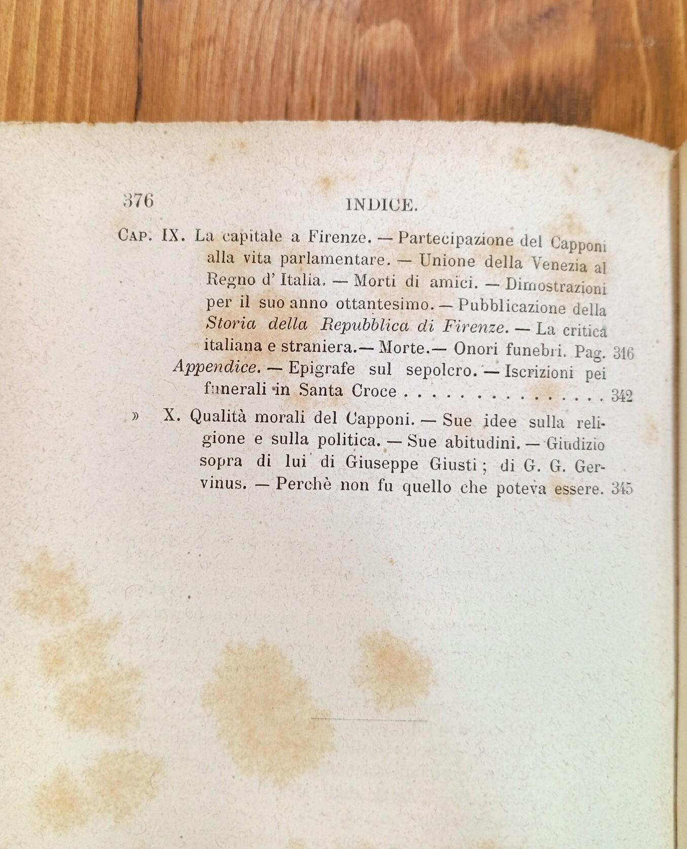 Gino Capponi. I suoi tempi, i suoi studi, i suoi amici. Memorie raccolte da Marco Tabarrini