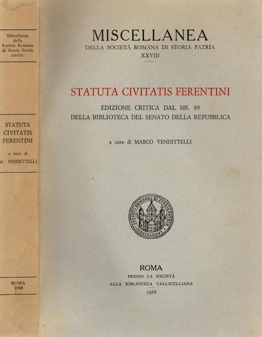 Statuta Civilis Ferentini - copertina