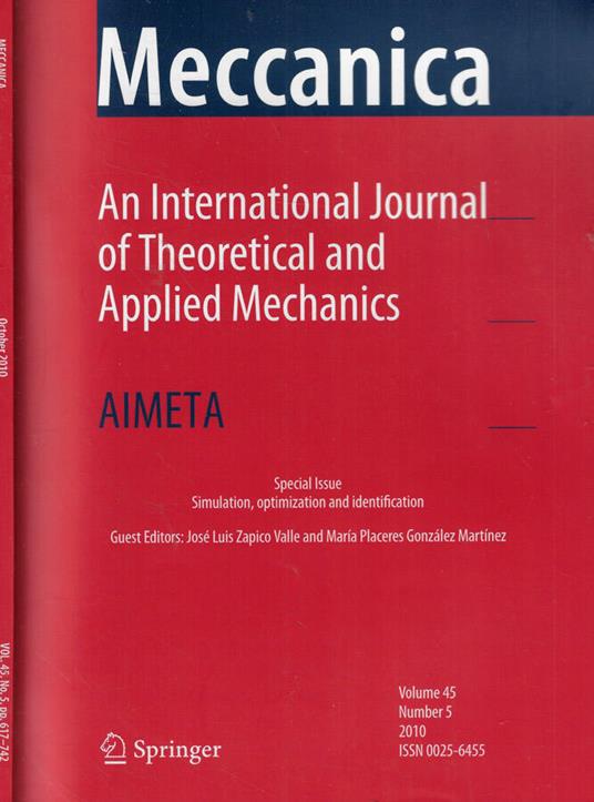Meccanica vol. 45 Anno 2010 - copertina