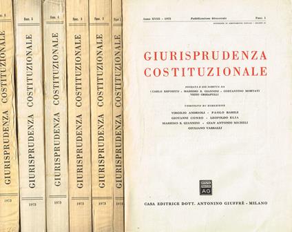 Giurisprudenza costituzionale. Pubblicazione bimestrale anno XVIII-1973 - copertina