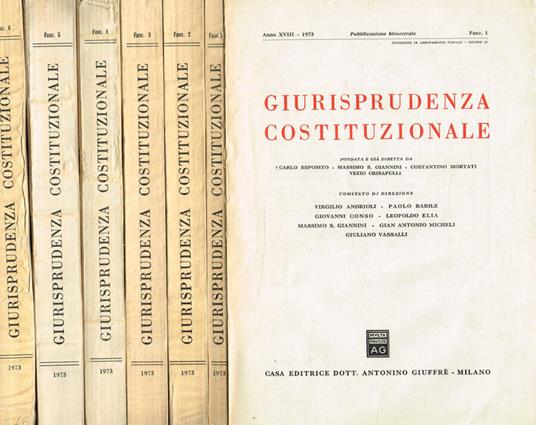 Giurisprudenza costituzionale. Pubblicazione bimestrale anno XVIII-1973 - copertina