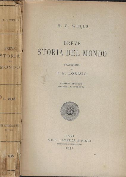 Breve storia del mondo - Herbert G. Wells - copertina
