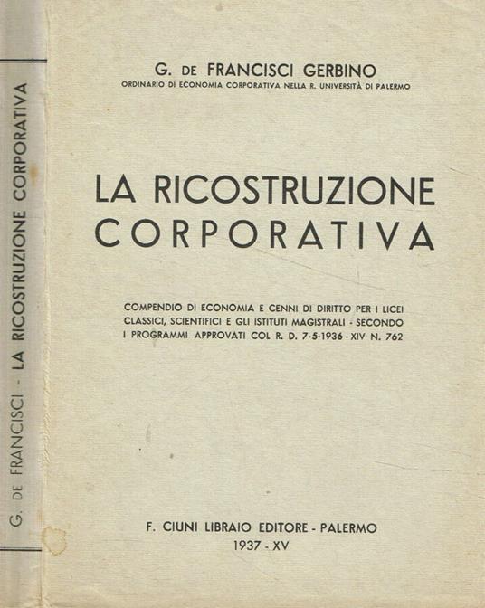 La ricostruzione corporativa - copertina