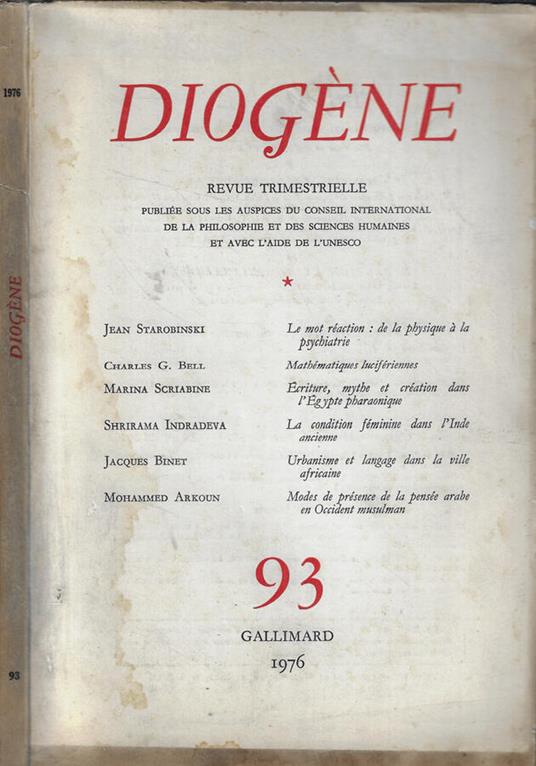 Diogène n. 93 Anno 1976 - copertina
