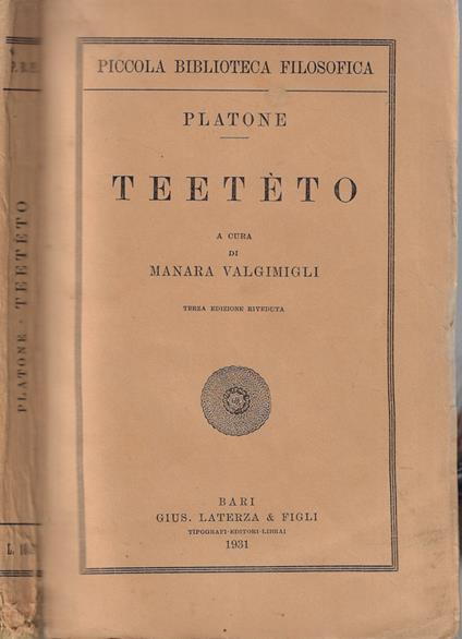 Teeteto - Platone - copertina