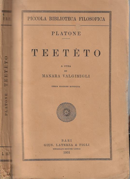 Teeteto - Platone - copertina