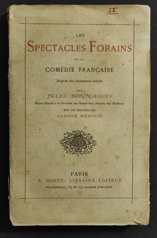 Les Spectacles Foreins - J. Bonnassies - Ed. E. Dentu - copertina