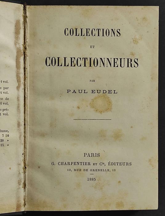 Collections et Collectionneurs - P. Eudel - Ed. Charpentier - Paul Eudel - copertina