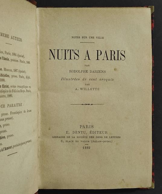 Nuits a Paris - R. Darzens - A. Willette - Ed. E. Dentu - copertina