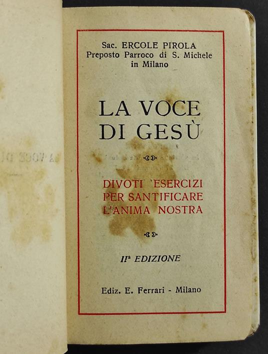 La Voce di Gesù - Divoti Esercizi - E. Pirola - Ed. Ferrari - copertina