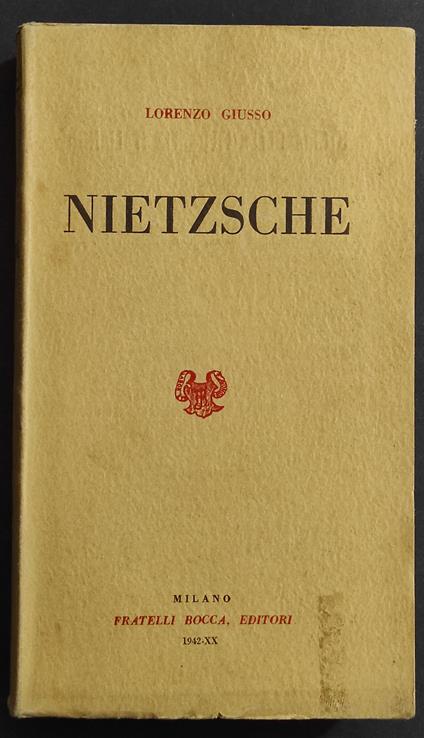 Nietzsche - L. Giusso - Ed. Bocca - Lorenzo Giusso - copertina