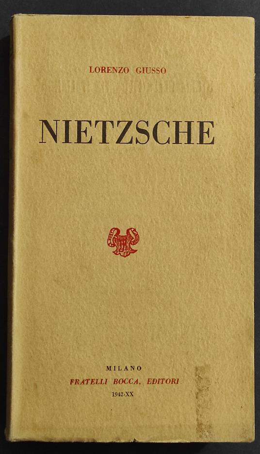 Nietzsche - L. Giusso - Ed. Bocca - Lorenzo Giusso - copertina