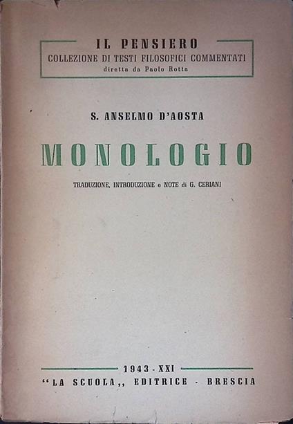 Monologio - Anselmo d'Aosta (sant') - copertina