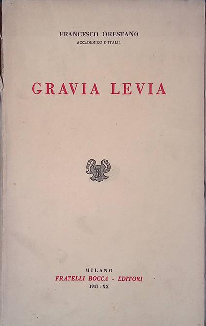 Gravia Levia - Francesco Orestano - copertina