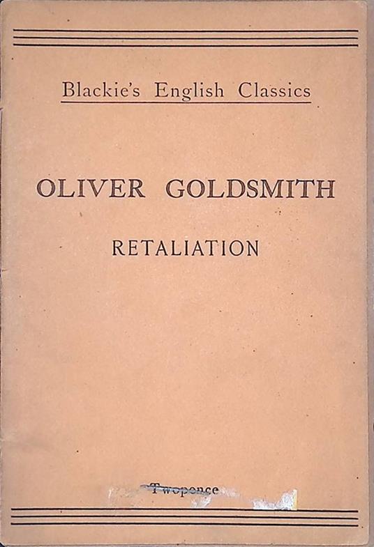 Retaliation. A poem - Oliver Goldsmith - copertina