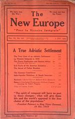 The New Europe. Vol.IX n.116, 2 january 1919. A True Adriatic Settlement