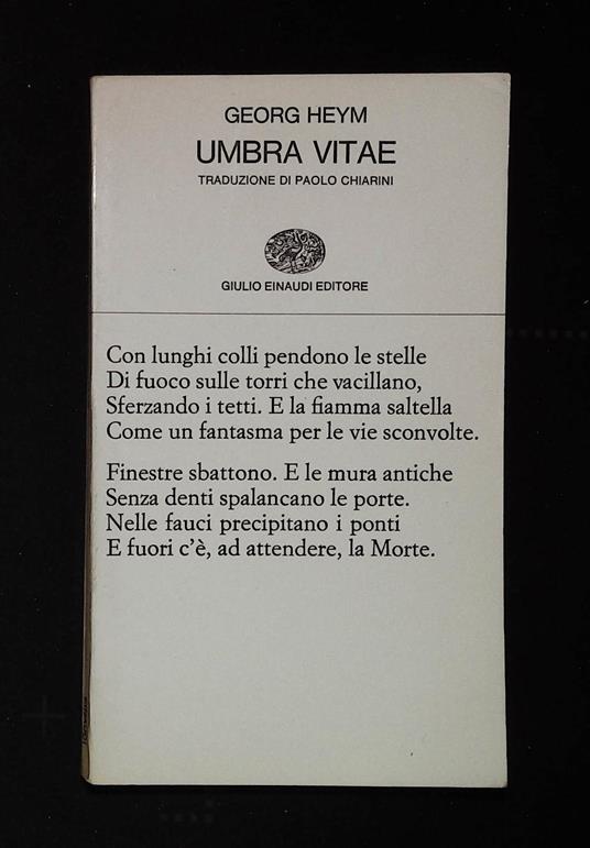Umbra vitae - Georg Heym - copertina
