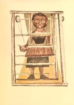 LE LITOGRAFIE DI CAMPIGLI. LA TESSITRICE. Litografia a colori