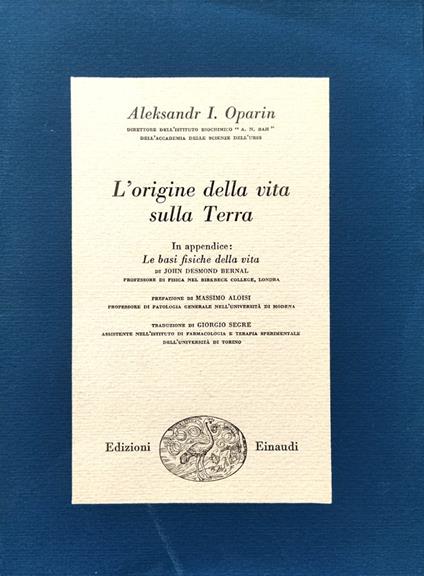 L' Origine Della Vita Sulla Terra - Aleksandr I. Oparin - copertina