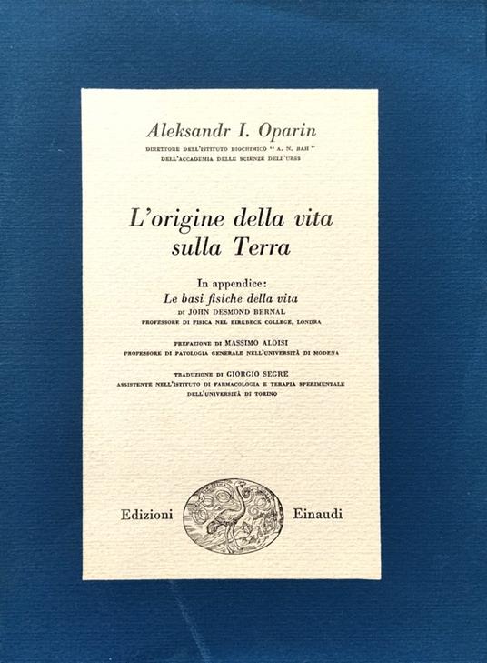 L' Origine Della Vita Sulla Terra - Aleksandr I. Oparin - copertina