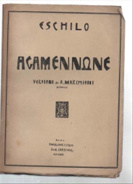 Agamennone - Eschilo - copertina