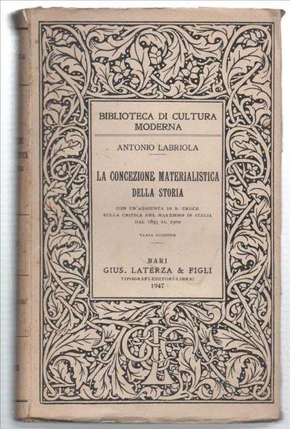 La Concezione Materialistica Della Storia - Antonio Labriola - copertina