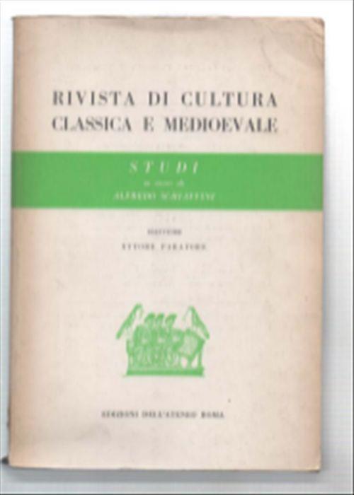 Rivista Di Cultura Classica E Medioevale Anno Vii - Numeri 1-3 - Gennaio-Dice.. - copertina