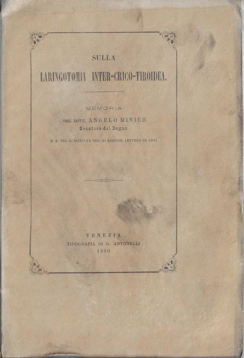 Sulla laringotomia inter-crico-tiroidea - Angelo Minich - copertina