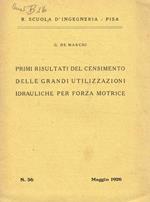 Primi risultati del censimento delle grandi utilizzazioni idrauliche per forza motrice