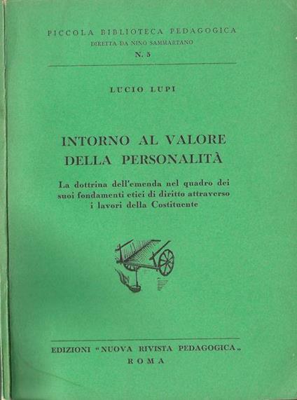 Intorno al valore della personalità - copertina