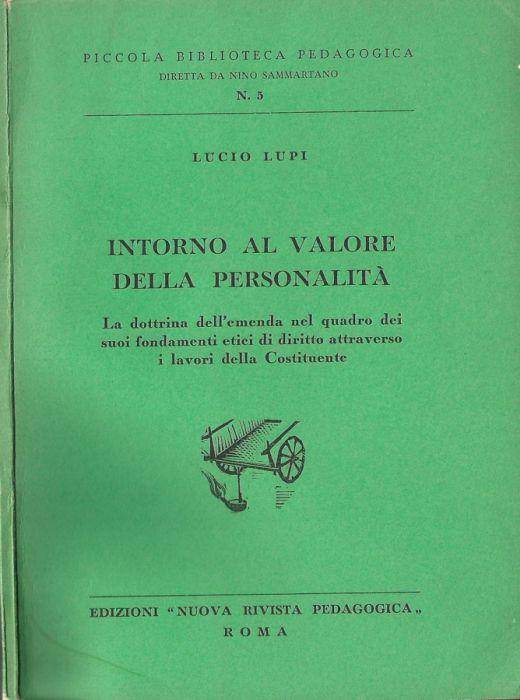 Intorno al valore della personalità - copertina
