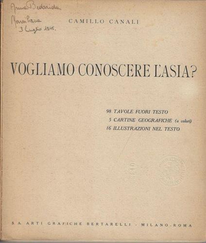 Vogliamo conoscere l'Asia? - Camillo Canali - copertina