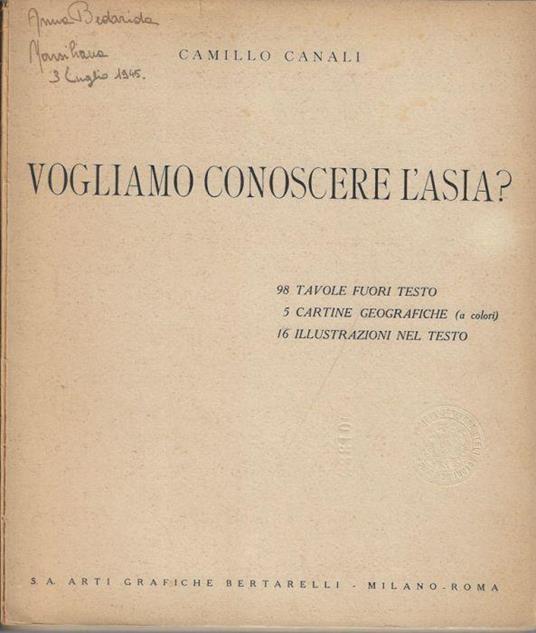 Vogliamo conoscere l'Asia? - Camillo Canali - copertina