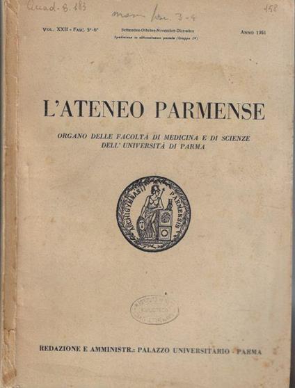 L' Ateneo Parmense anno 1951 N. 5-6 - copertina