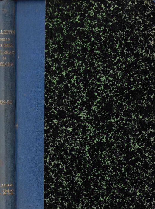 Bollettino della Società Letteraria di Verona anno VI 1929 - copertina