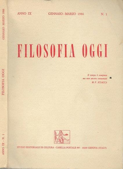 Filosofia oggi n.1 anno IX 1986 - copertina