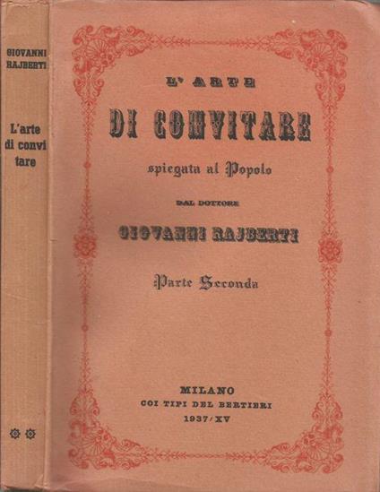L' arte di convitare Parte Seconda - Giovanni Rajberti - copertina