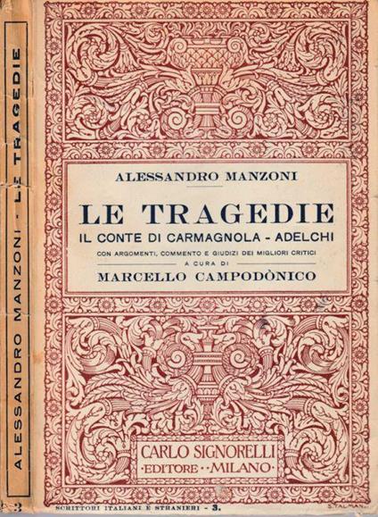 Le tragedie - Alessandro Manzoni - copertina